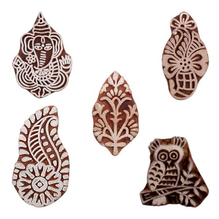 Set of 5 Piece New Mix Wooden Printing Blocks
